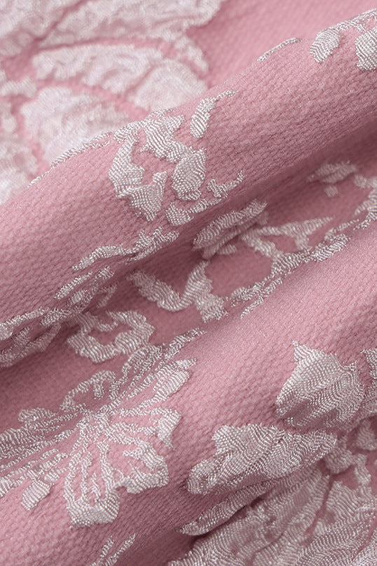 Square Neck Pink Floral Print Short Dress