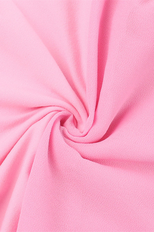 Square Neck Pink Ruffled Hem Long Dress