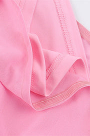 Square Neck Pink Ruffled Hem Long Dress