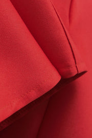 Square Neck Red Pleated A-line Short Dress