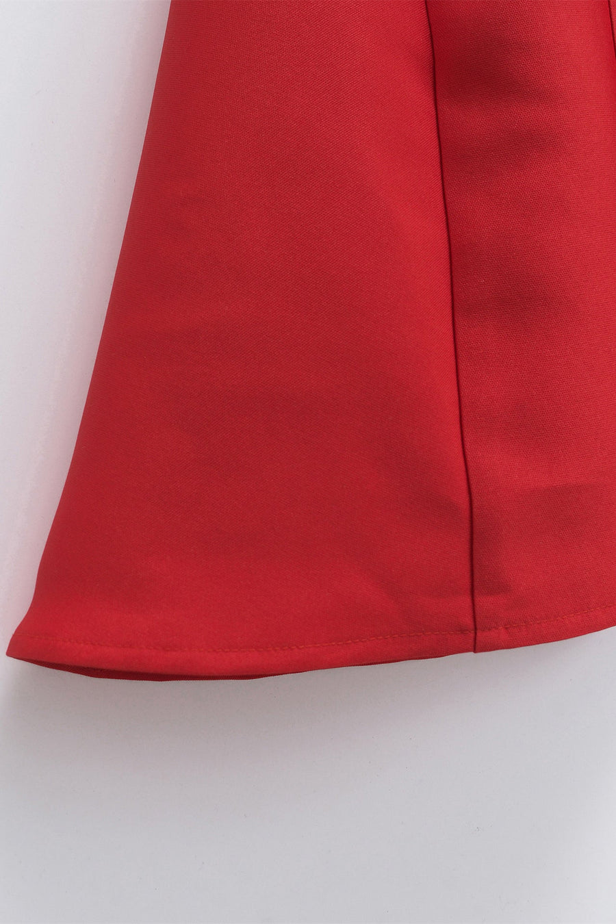 Square Neck Red Pleated A-line Short Dress