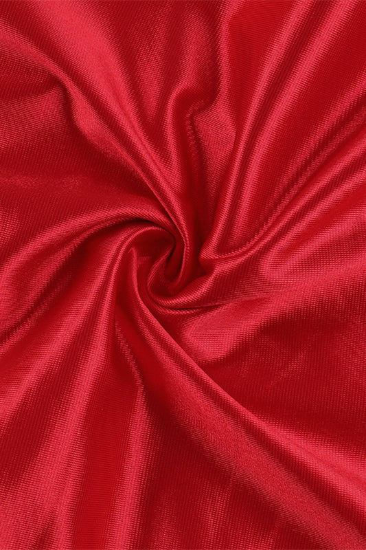 Square Neck Red Ruffled Long Dress