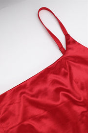 Square Neck Red Ruffled Long Dress