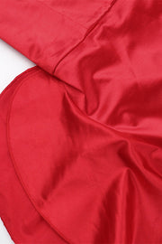 Square Neck Red Ruffled Long Dress
