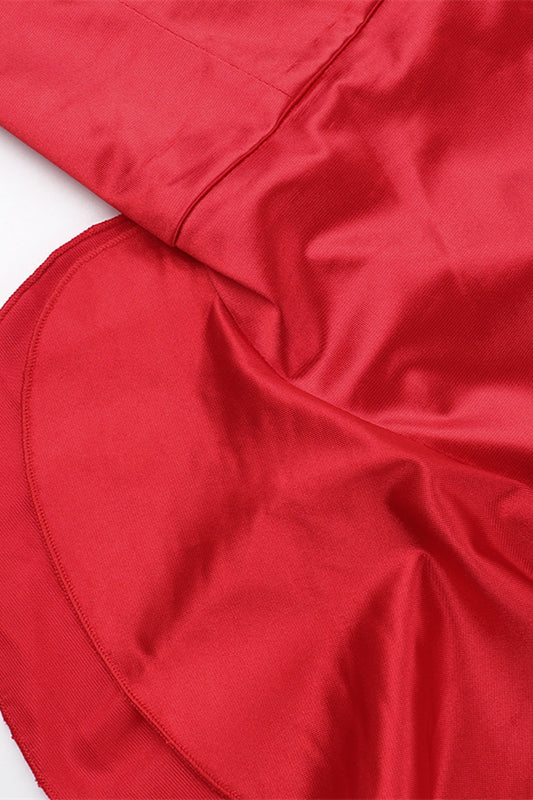 Square Neck Red Ruffled Long Dress