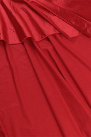 Square Neck Red Ruffled Long Dress
