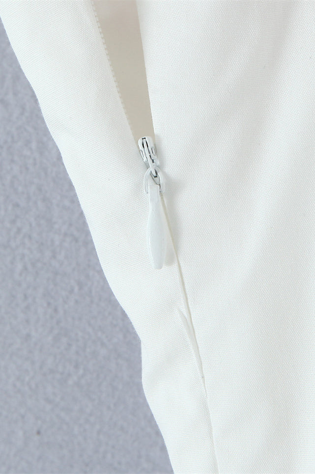Square Neck White Lace Hem Short Dress