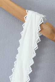 Square Neck White Lace Hem Short Dress