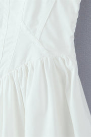 Square Neck White Lace Hem Short Dress