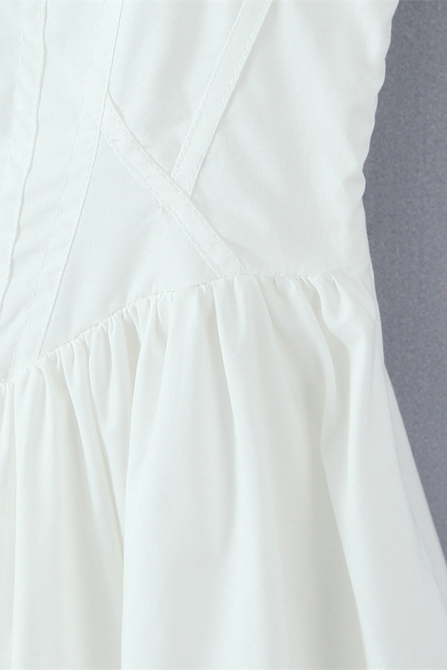 Square Neck White Lace Hem Short Dress