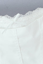 Square Neck White Lace Hem Short Dress