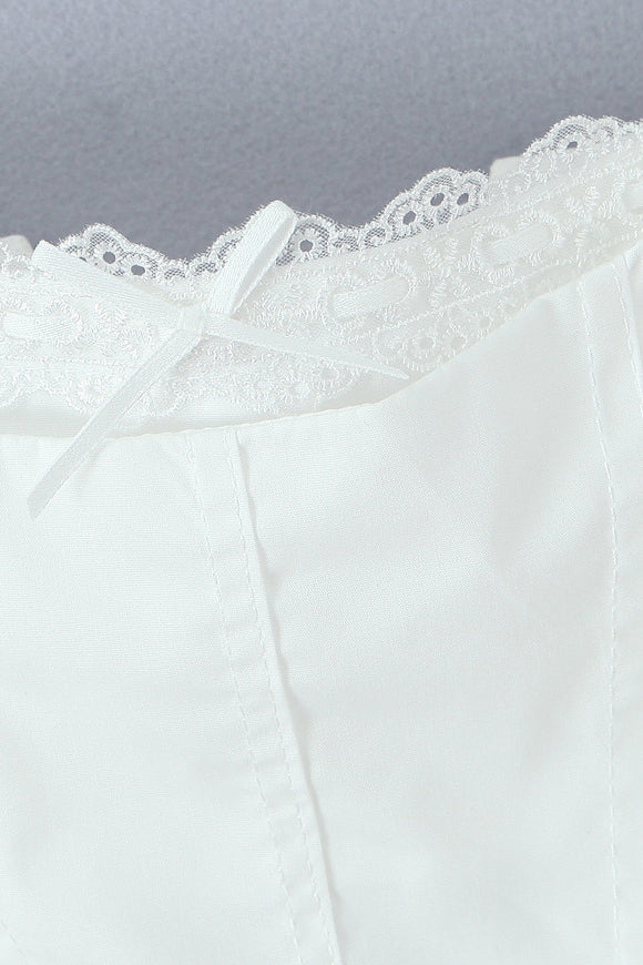 Square Neck White Lace Hem Short Dress