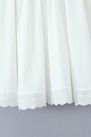 Square Neck White Lace Hem Short Dress