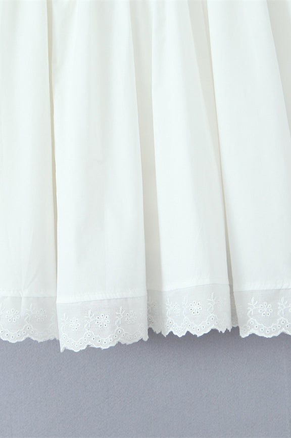 Square Neck White Lace Hem Short Dress