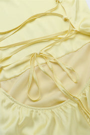 Square Neck Yellow Backless A-line Long Dress