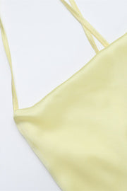 Square Neck Yellow Backless A-line Long Dress