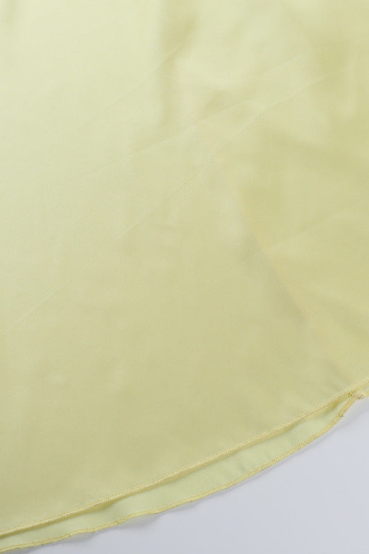 Square Neck Yellow Backless A-line Long Dress