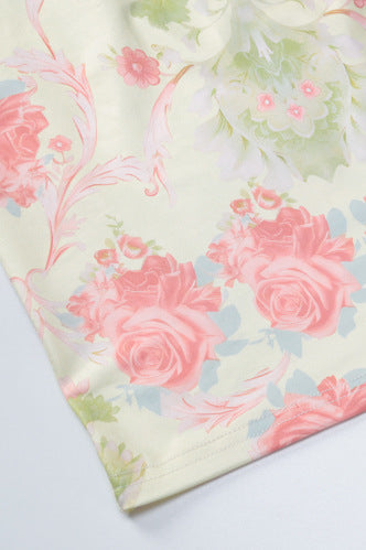 Strapless Apricot Floral Print Bodycon Short Dress