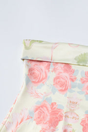 Strapless Apricot Floral Print Bodycon Short Dress
