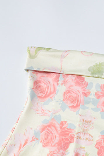 Strapless Apricot Floral Print Bodycon Short Dress