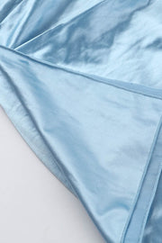 Strapless Blue Ruched Long Dress