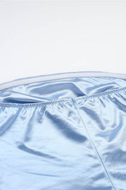 Strapless Blue Ruched Long Dress
