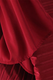 Strapless Burgundy Pleated A-line Long Dress