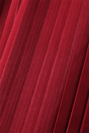 Strapless Burgundy Pleated A-line Long Dress