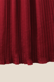 Strapless Burgundy Pleated A-line Long Dress