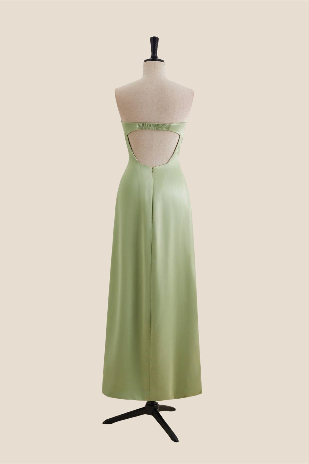 Strapless Sage Green A-line Long Party Dress