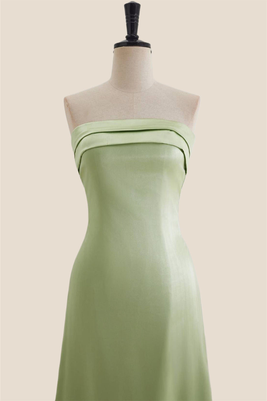 Strapless Sage Green A-line Long Party Dress