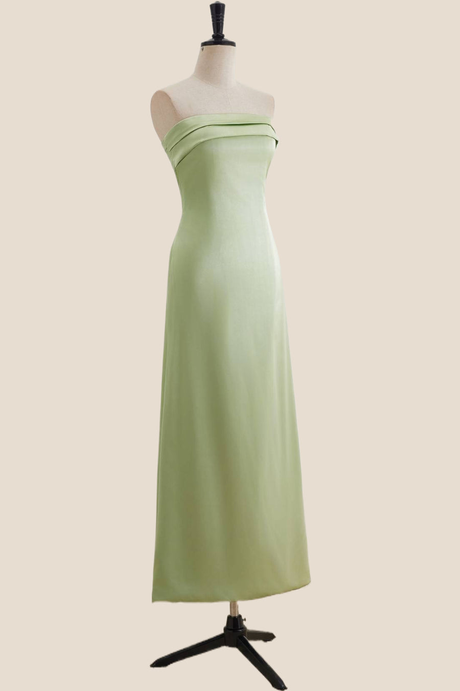 Strapless Sage Green A-line Long Party Dress