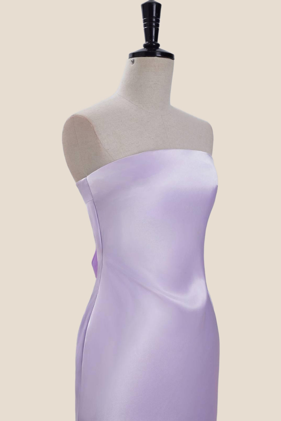 Strapless Lavender Satin Tight Short Dress