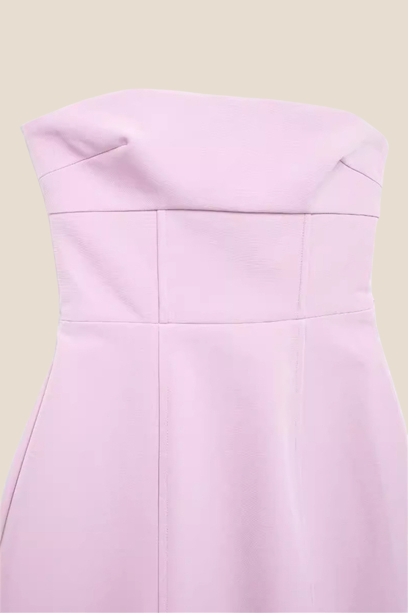 Strapless Lilac Back Bow A-line Short Dress