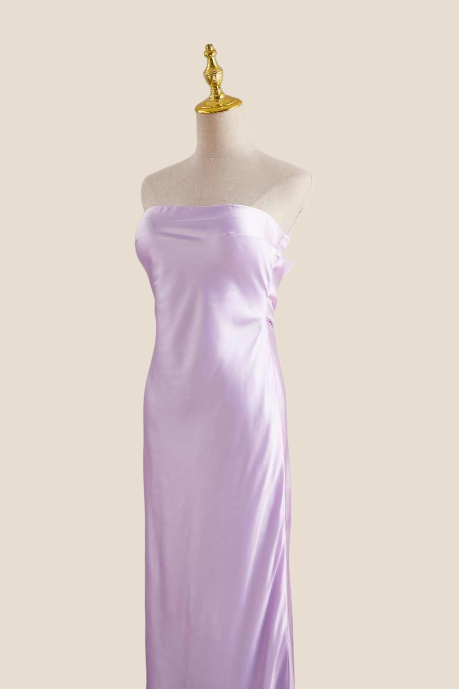 Strapless Lilac Back Tie Sheath Long Dress