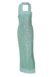 Strapless Mint Green Sequin Fitted Long Dress