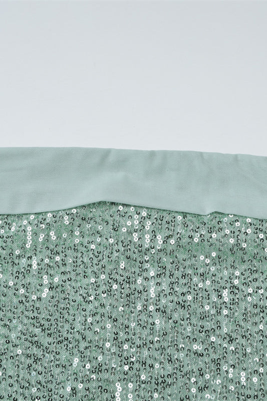 Strapless Mint Green Sequin Fitted Long Dress