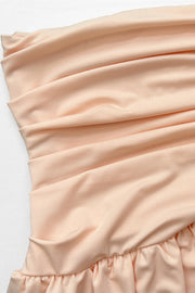 Strapless Orange Ruffle Tiered Short Dress