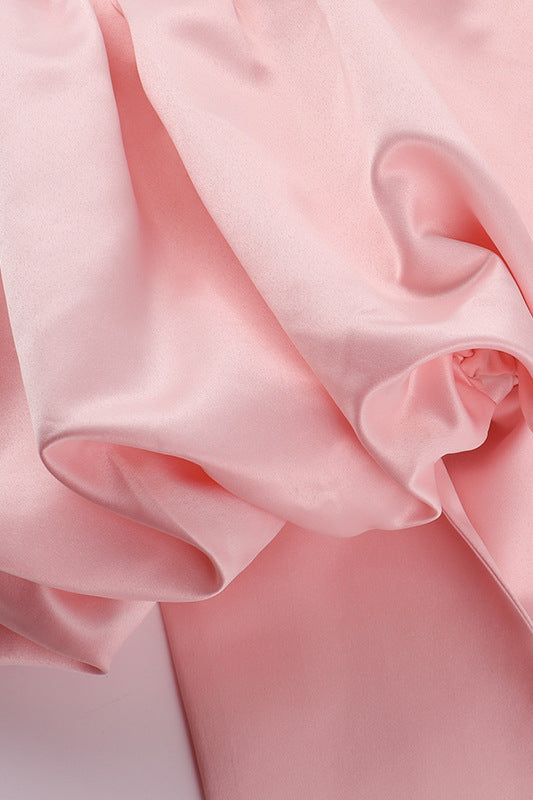 Strapless Pink A-line Bubble Dress with Bow