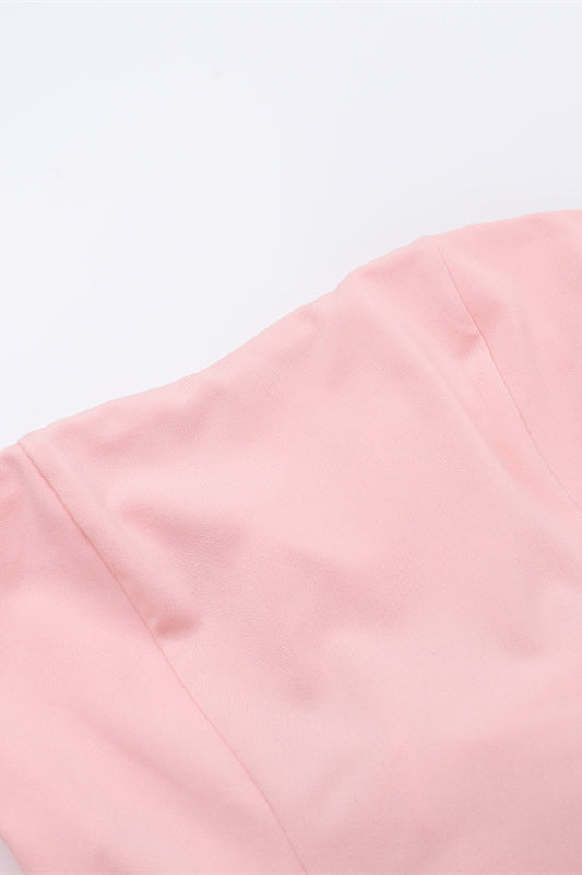 Strapless Pink A-line Bubble Dress with Bow