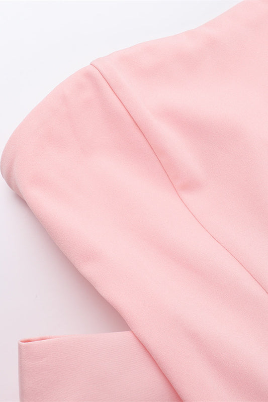 Strapless Pink A-line Bubble Dress with Bow