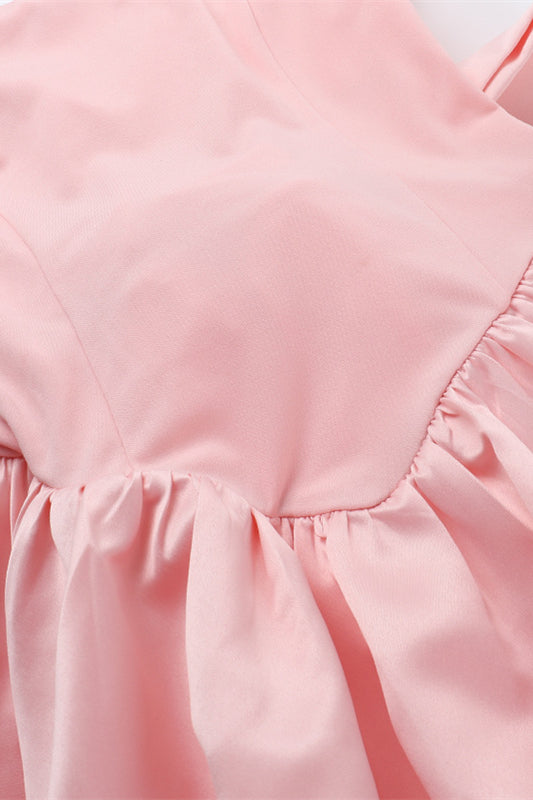 Strapless Pink A-line Bubble Dress with Bow