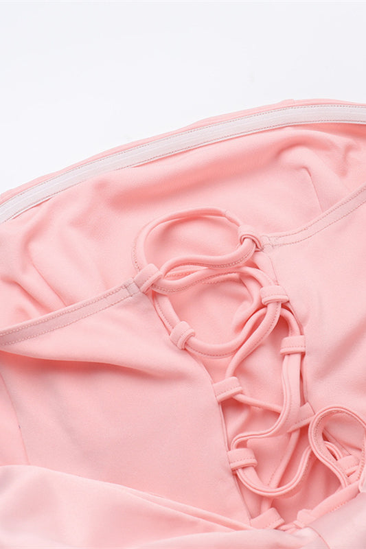 Strapless Pink A-line Bubble Dress with Bow