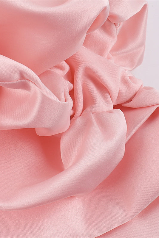 Strapless Pink A-line Bubble Dress with Bow