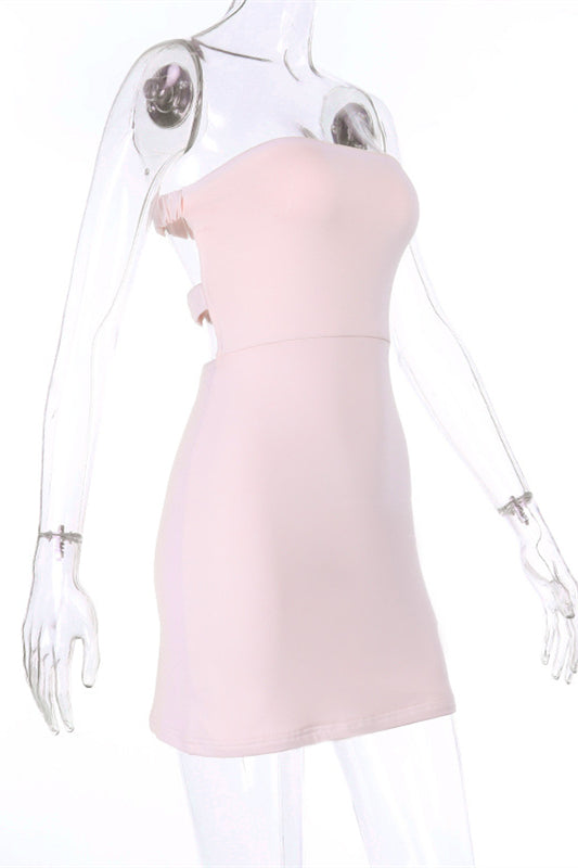 Strapless Pink Bodycon Short Dress