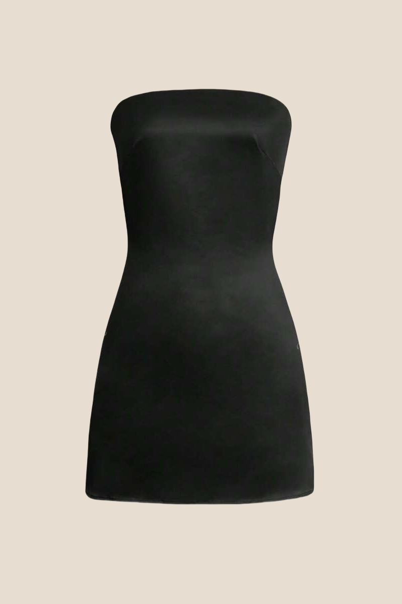 Strapless Sage Green Back Tie Short Dress