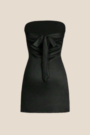 Strapless Sage Green Back Tie Short Dress