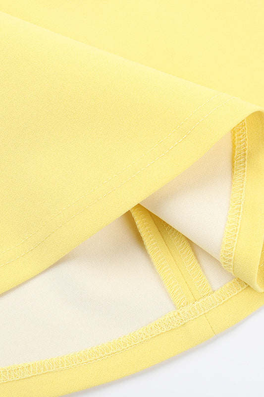 Strapless Yellow Back Tie A-line Short Dress