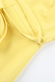Strapless Yellow Back Tie A-line Short Dress