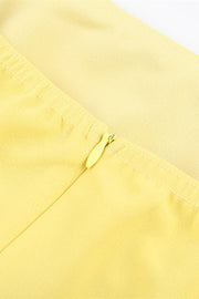 Strapless Yellow Back Tie A-line Short Dress